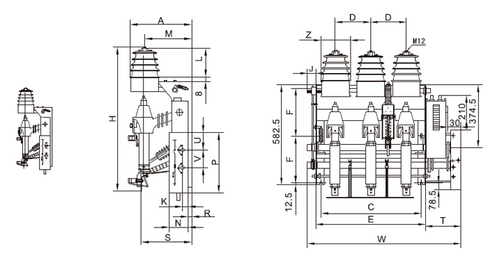 FKN12A-12D、FKRN12A-12D電動機構側裝右操作
